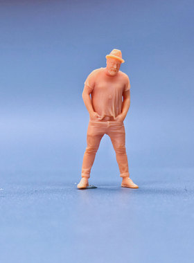 SuperGe1/64白模人偶大眼大叔上手插口袋酷酷直接上色S621