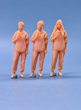 SuperGe1/64白模人偶卫衣休闲风咖啡女孩写实人物直接上色S704