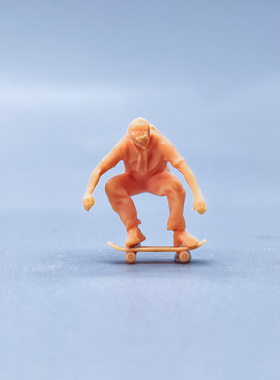 SuperGe1/64白模人偶跳跃滑板男生酷素模直接上色S644