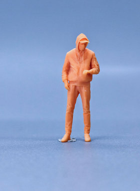 SuperGe1/64白模人偶口罩兜帽看表男素模直接上色T203