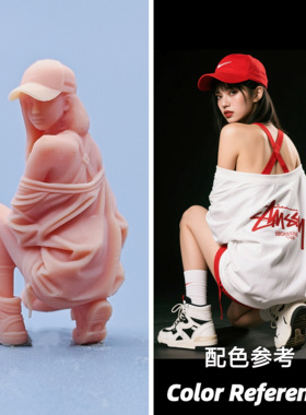 【嗯哼模型】现货1:64人偶1:43微缩白模 露背宽松服美女 D536