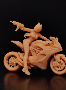 SuperGe1/64白模人偶逃命回击摩托车女骑士素模直接上色T519 T520