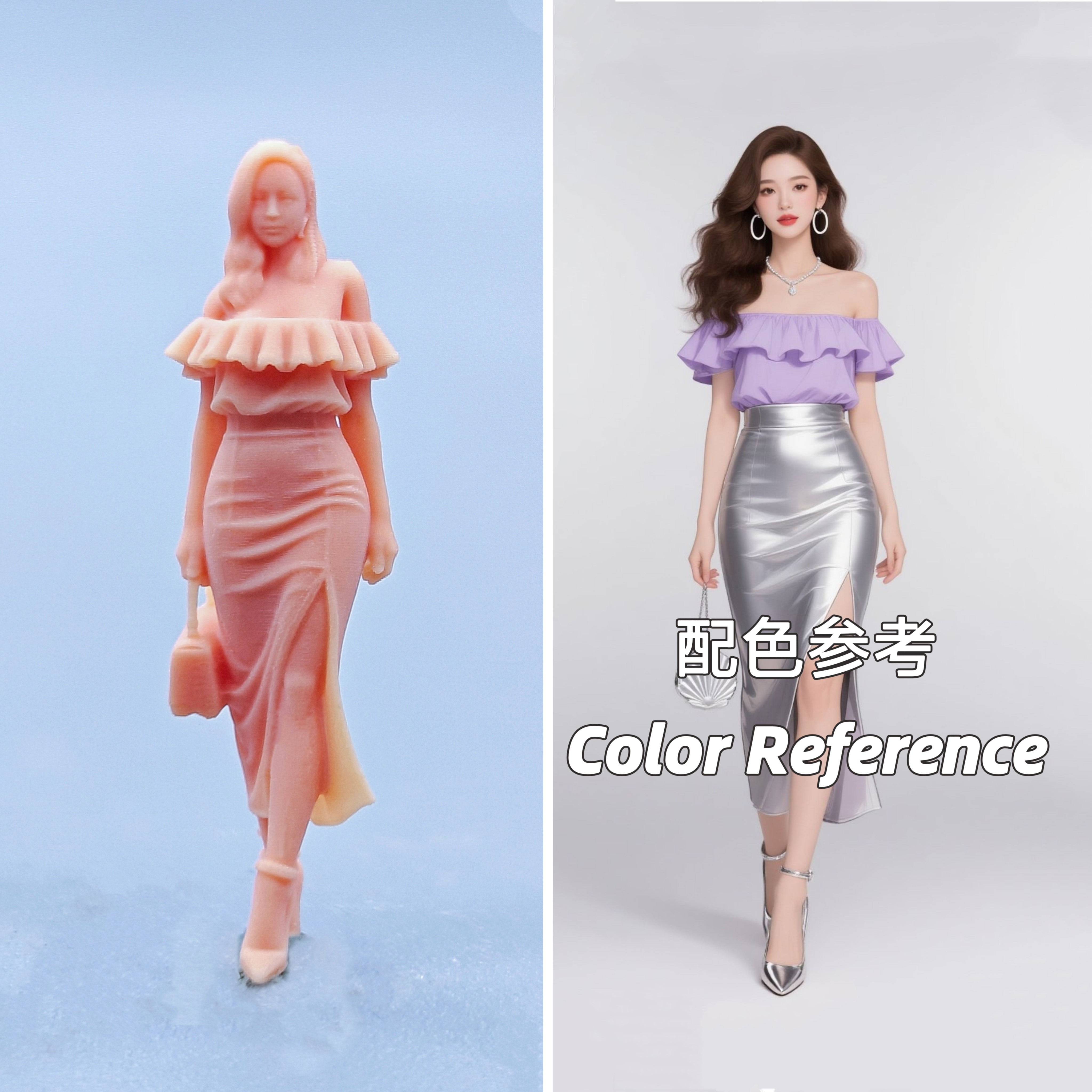 【嗯哼模型】现货1:64人偶1:43微缩白模 港风拎包卷发美女 D516