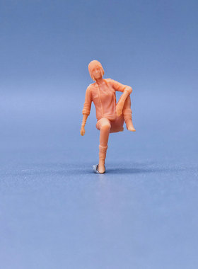 SuperGe1/64白模人偶抬脚霸气坐姿女人物素模直接上色S901