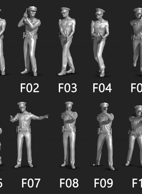 SuperGe1/64白模人偶警察系列姿势素模直接上色F01