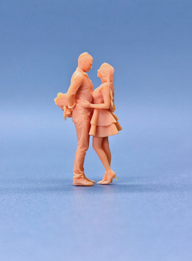 SuperGe1/64白模人偶相拥女男背藏花素模直接上色S827