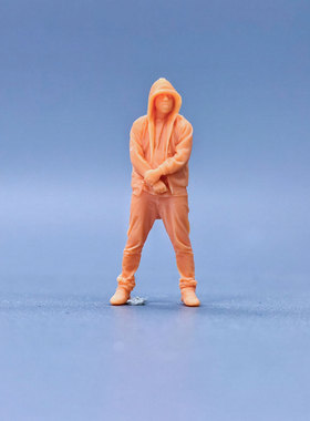 SuperGe1/64白模人偶卫衣兜帽厚唇男写实人物直接上色S703