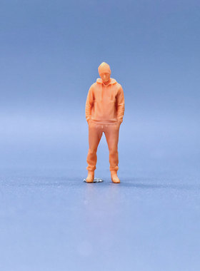 SuperGe1/64白模人偶双手插口袋低头织帽男写实人物直接上色S631