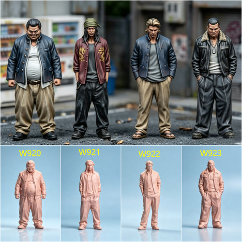 【嗯哼模型】现货1:64人偶1:43微缩白模热血高校03 W920 W923