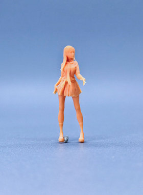 SuperGe1/64白模人偶长发JK伸手女孩素模直接上色S821