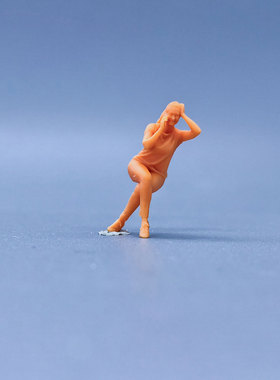 SuperGe1/64白模人偶坐姿通话中的女人直接上色handmadeS606