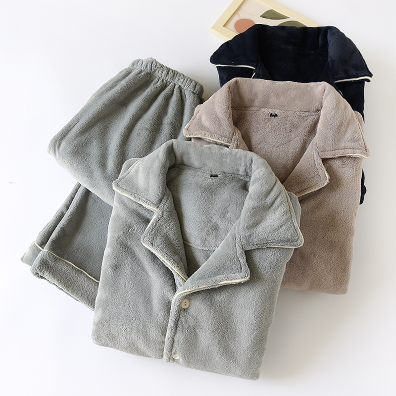 其他男法兰绒睡衣家居服套装冬季