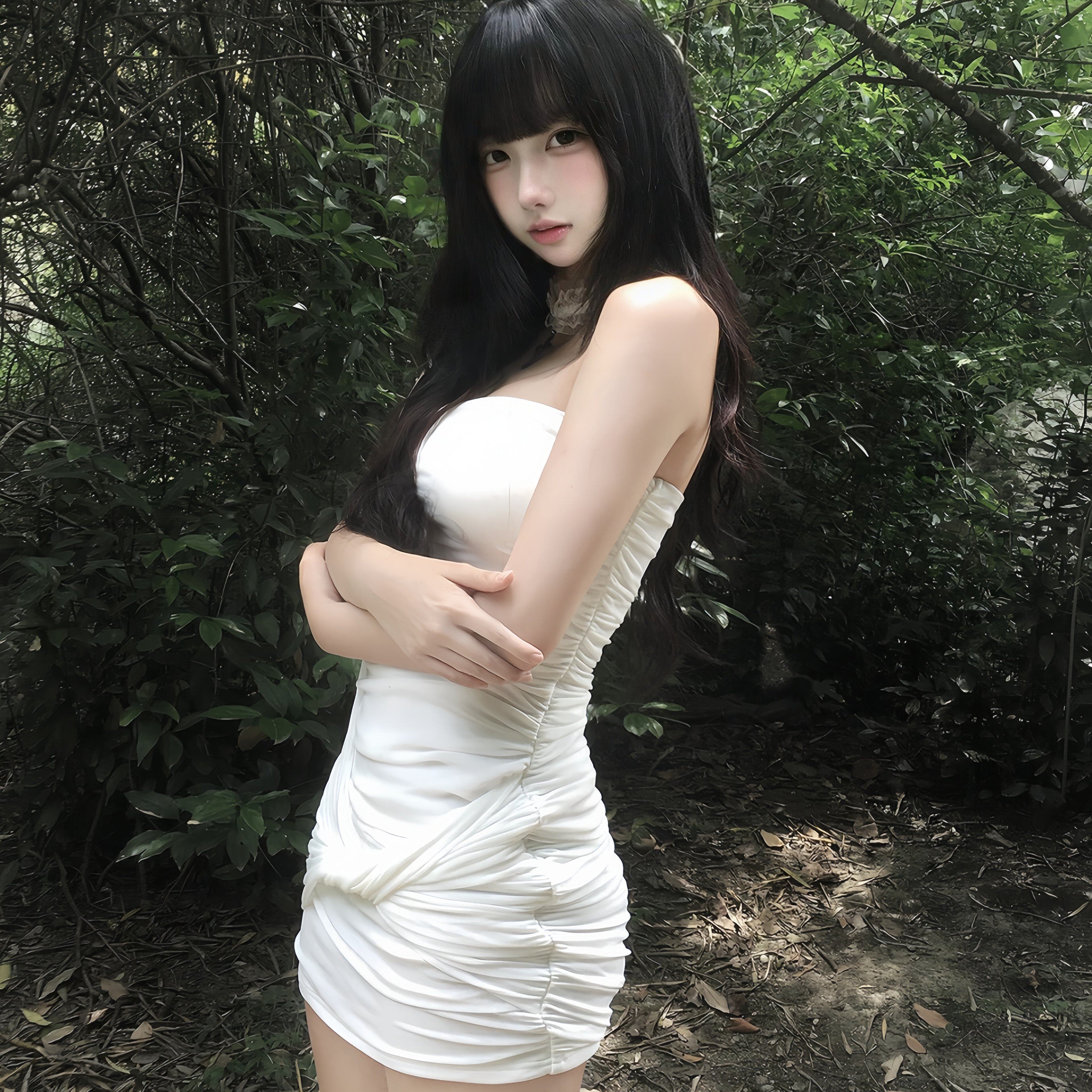 白色抹胸连衣裙女夏性感一字肩包臀短裙设计感修身韩版潮流小众