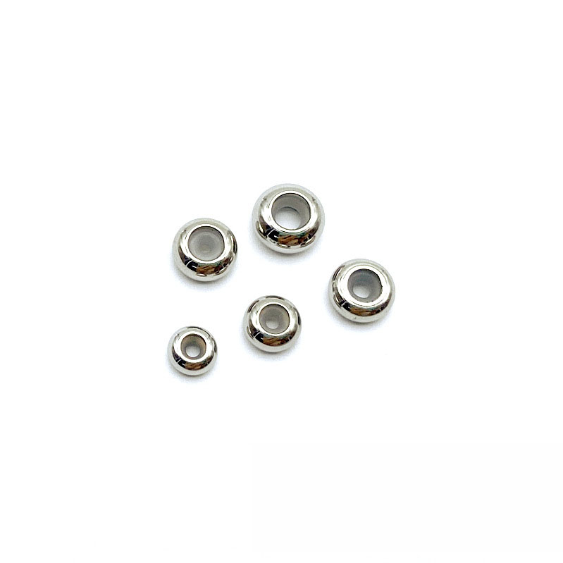 算盘珠硅胶定位珠钛钢扁胶珠配件