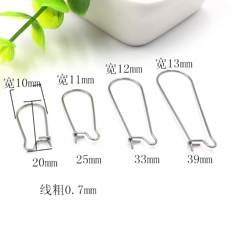 钛钢耳钩勾子DIY饰品带弹簧焊珠压扁螺纹耳勾耳圈9字圈配件FN006