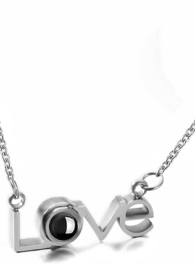 欧美锁骨链双环满圈镶钻钛钢简约爱心26个英文字母G项链C女BF1367