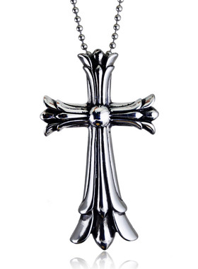 十字架钛钢吊坠镶钻扭曲花纹饰品