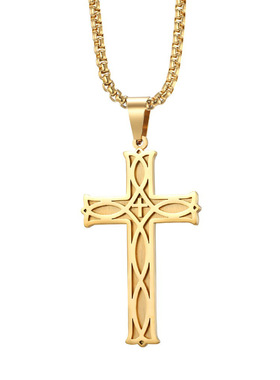 复古做旧折射钛钢十字架吊坠棋盘