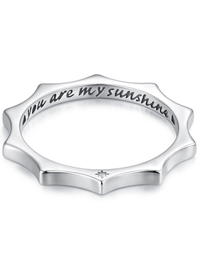 原创英文刻字太阳戒指男女阳光活力s925纯银高级感戒指手饰个性