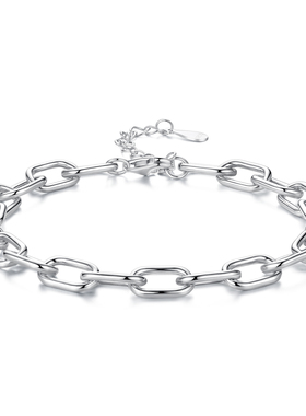 原创个性时尚锁链素银手链欧美流行s925纯银粗手链饰品个性简约