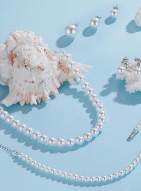 925银海贝珠手链耳钉项链套装 秋冬优雅时尚浪漫风轻奢高级感首饰