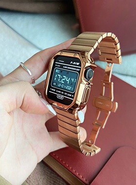 适用于applewatch9金属苹果表带不锈钢Iwatch98765SE商务机能表带