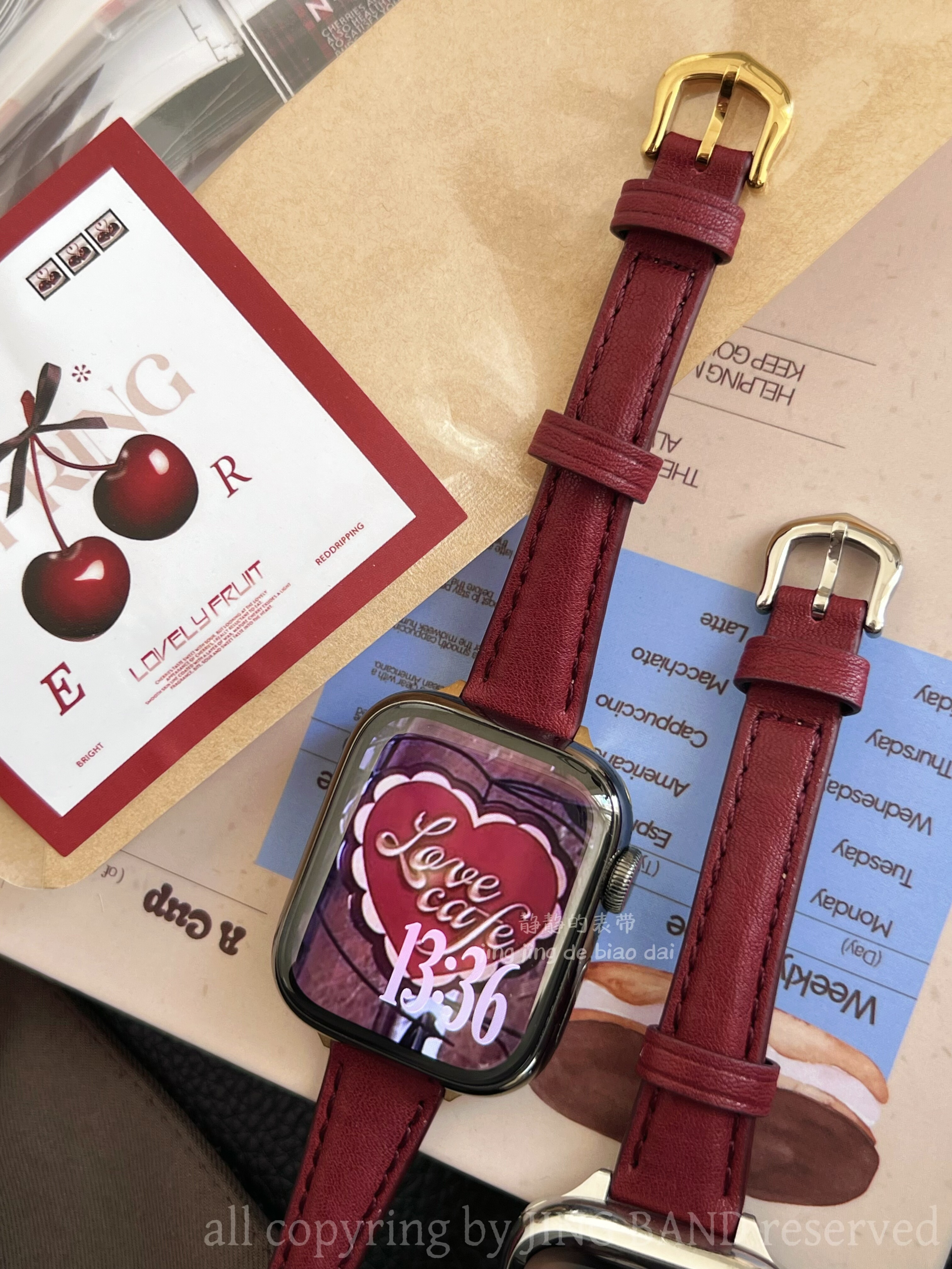 极细版鱼籽粒纹全真牛皮静静表带