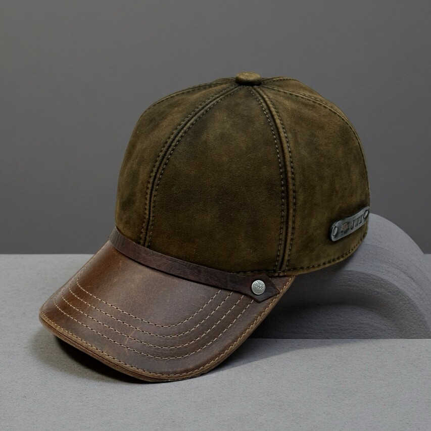 【澜泊皮帽】高品质重工水洗进口牛皮棒球帽显脸小保暖时尚休闲