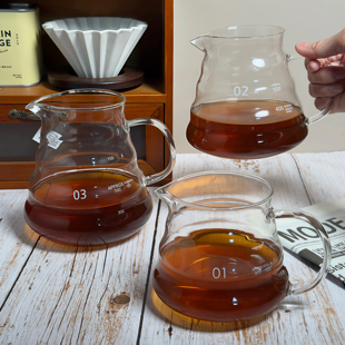 日式 加厚高硼硅V60滤杯家用 咖啡分享壶云朵壶耐热玻璃手冲壶套装