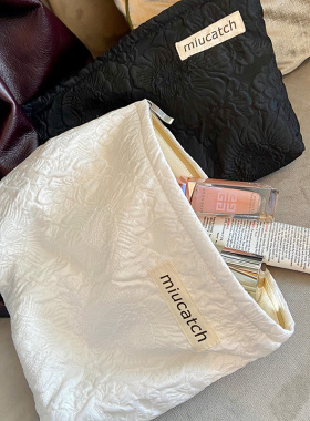 美摘泡泡玫瑰提花化妆包气质化妆品帆布拉链收纳袋旅行大容量便携