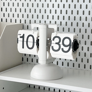 机械自动翻页时钟创意欧式客厅电视柜装饰品摆件家居简约复古闹钟