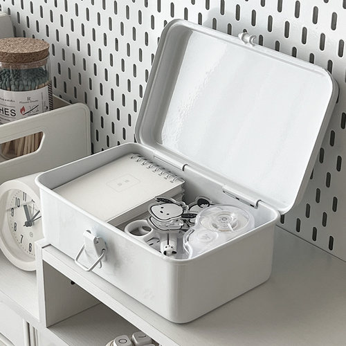 ins小白盒简约ins风铁艺桌面置物架化妆品文件学习用品收纳盒铁盒