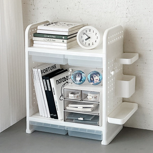 洞洞板平替桌面置物架大容量带抽屉式书桌收纳盒多层文件收纳书立