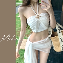绝美泳衣女高级感2025新款 超仙ins性感纯欲比基尼三件套海边度假