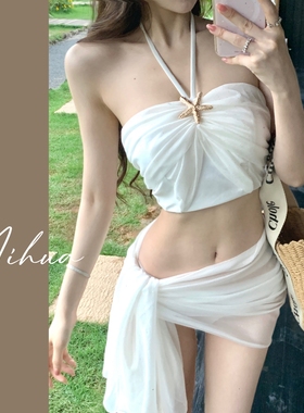 绝美泳衣女高级感2025新款 超仙ins性感纯欲比基尼三件套海边度假