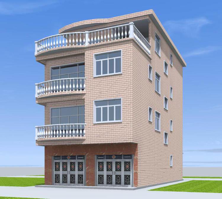 2x18.5三层半农村临街门面房设计图建筑结构全套施工图纸效果图