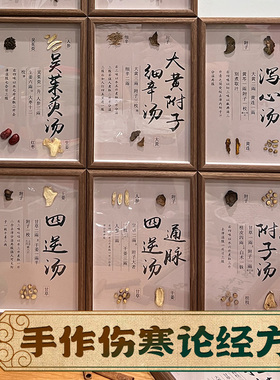 标本相框伤寒论经方画展示手工装饰中医文化墙文创装裱成品药