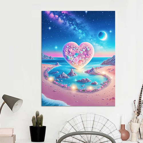 Любовь Пляж 2025 Новый Пейзаж Алмазная Картина Гостиная Спальня В Рамке Ручной Работы DIY Паста Полный Алмаз Маленький Размер