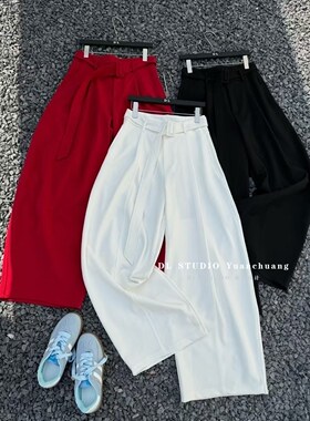 十三行爆红款2026春季新品简约腰带百搭垂感阔腿裤休闲西裤A10085