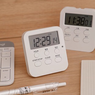 学生简约白色闹钟时钟倒计时器自律定时器刷题作息考试时间管理器