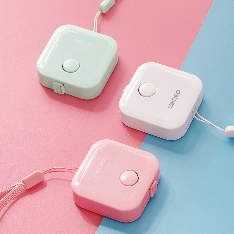 得力迷你卷尺2米测量随身三围胸围腰围量衣皮尺测身高米尺软尺子