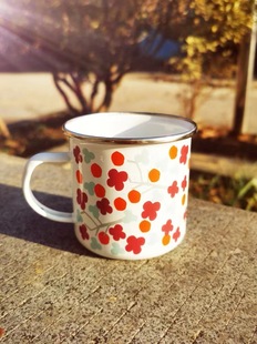 田野风ins加厚黄色搪瓷杯字母咖啡杯复古牛奶马克水杯可加热微瑕