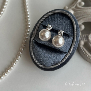 LaHabanagirl简约百搭适用多个场合华子珍珠高亮焦点银针气质耳钉