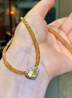 18K金镶嵌超美超靓的黄蓝宝石项链 主石4.13克拉 41.5-45cm可调节
