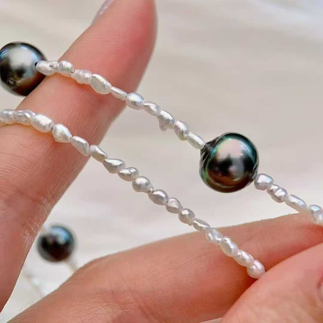 8-10mm大溪地巴洛克+澳白keshi满天星项链 温柔与力量感 恰到好处