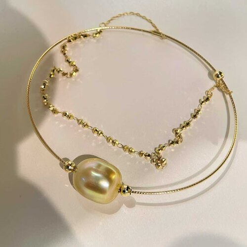 18K金珠keshi双层手圈 自带幻彩珠光 上手轻盈不压腕 温柔感拉满