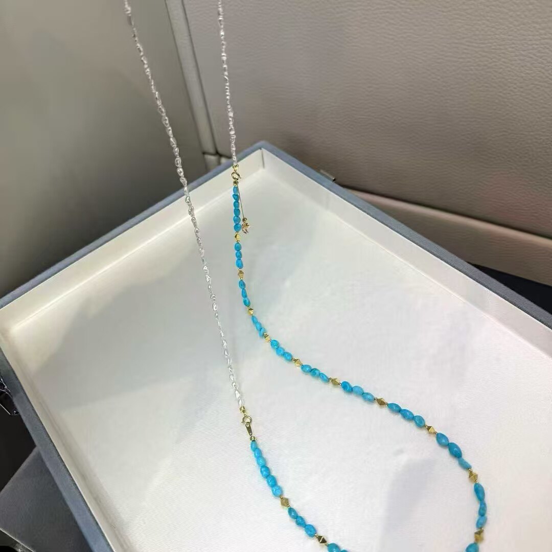 天然海水3.5mm海水keshi珠+睡美人扎克里美松项链 一眼沉沦的蓝色