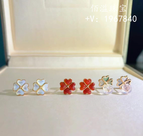 ¡¾°ÛÒçÖ鱦¡¿18K½ðСÐÄÐÄËÄÒ¶²Ý¶ú¶¤°×±´/ºÚÂê/ºìÂê/ÏâǶ¾«ÃÀ°ü×°
