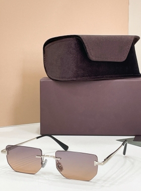 欧美复古风无边框窄框切边墨镜男女潮小脸显瘦渐变太阳眼镜抗防晒