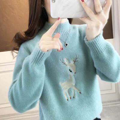 025刺绣毛衣童2大02高000222初20200022领高中半女学院风百中搭卡